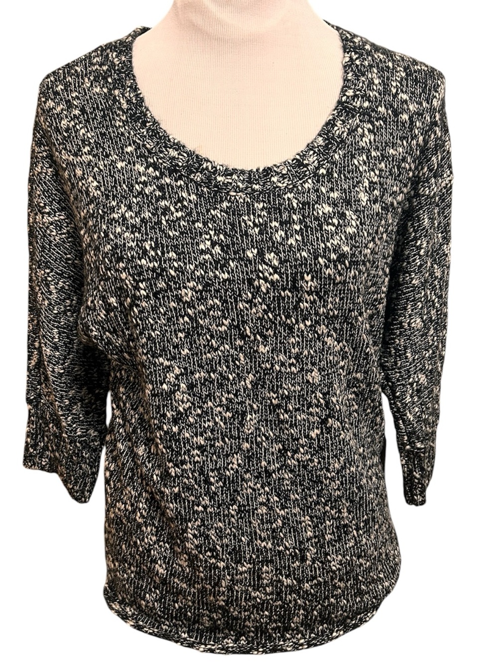 NWT Y2K Route 66 Marled Knit Scoop Neck Sweater 3/4 Sleeve Relaxed Fit Medium